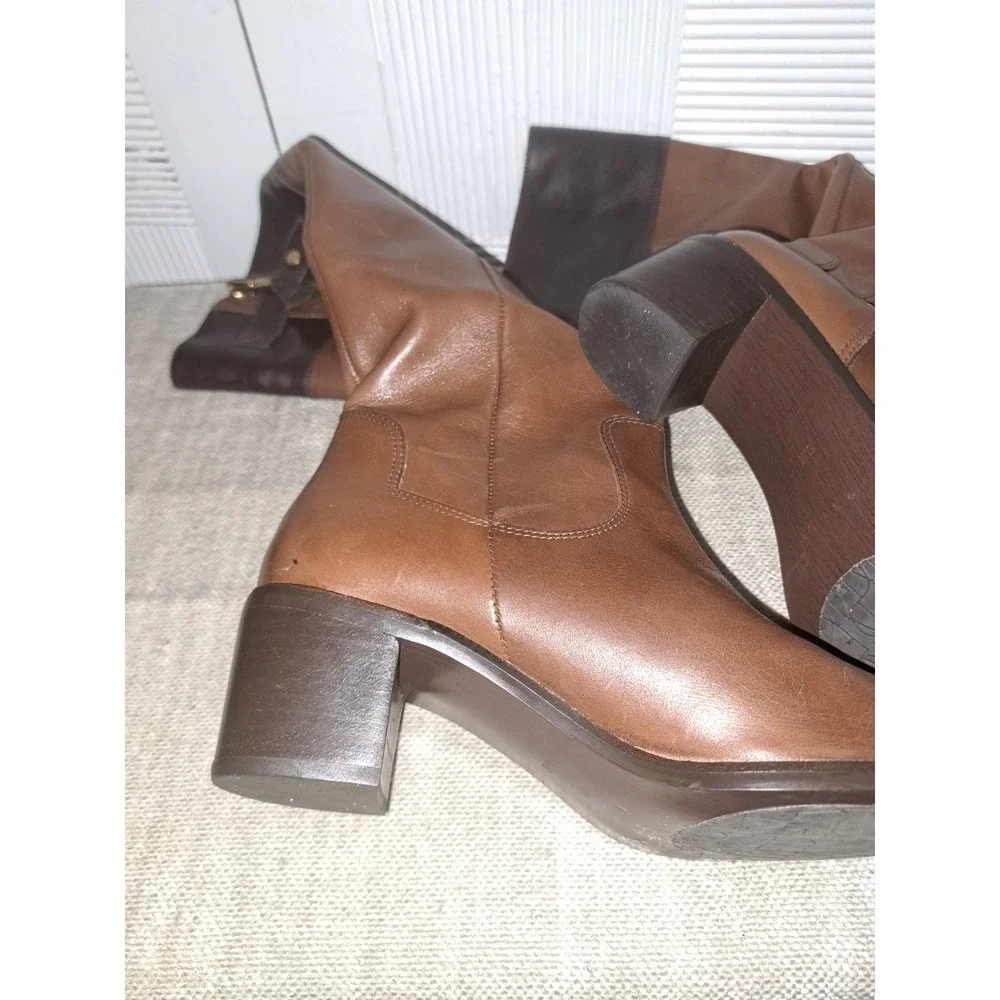 DVF Diane Von Furstenberg Boots Size 6 Brown‎ Black Knee High Equestrian